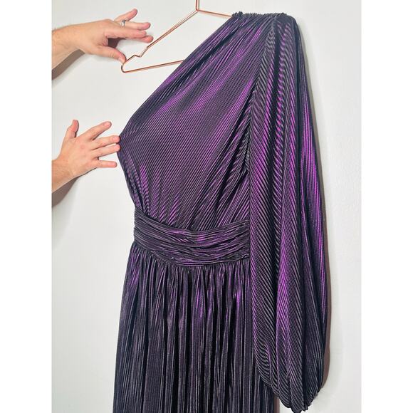 Bronx & Banco Women's Metallic Purple Florence One Shoulder Gown Dress Size XL - Picture 12 of 12